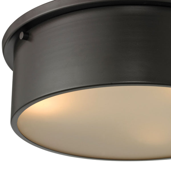 Atlas Simpson 2-Light Flush Mount Fixture - Elegant Frosted Diffuser for Timeless Indoor Illumination Oil Rubbed Bronze 14'' CL11499-BZ
