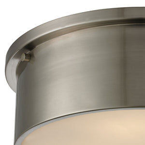 Atlas Simpson 2-Light Flush Mount Fixture - Elegant Frosted Diffuser for Timeless Indoor Illumination Brushed Nickel CL11499-NK