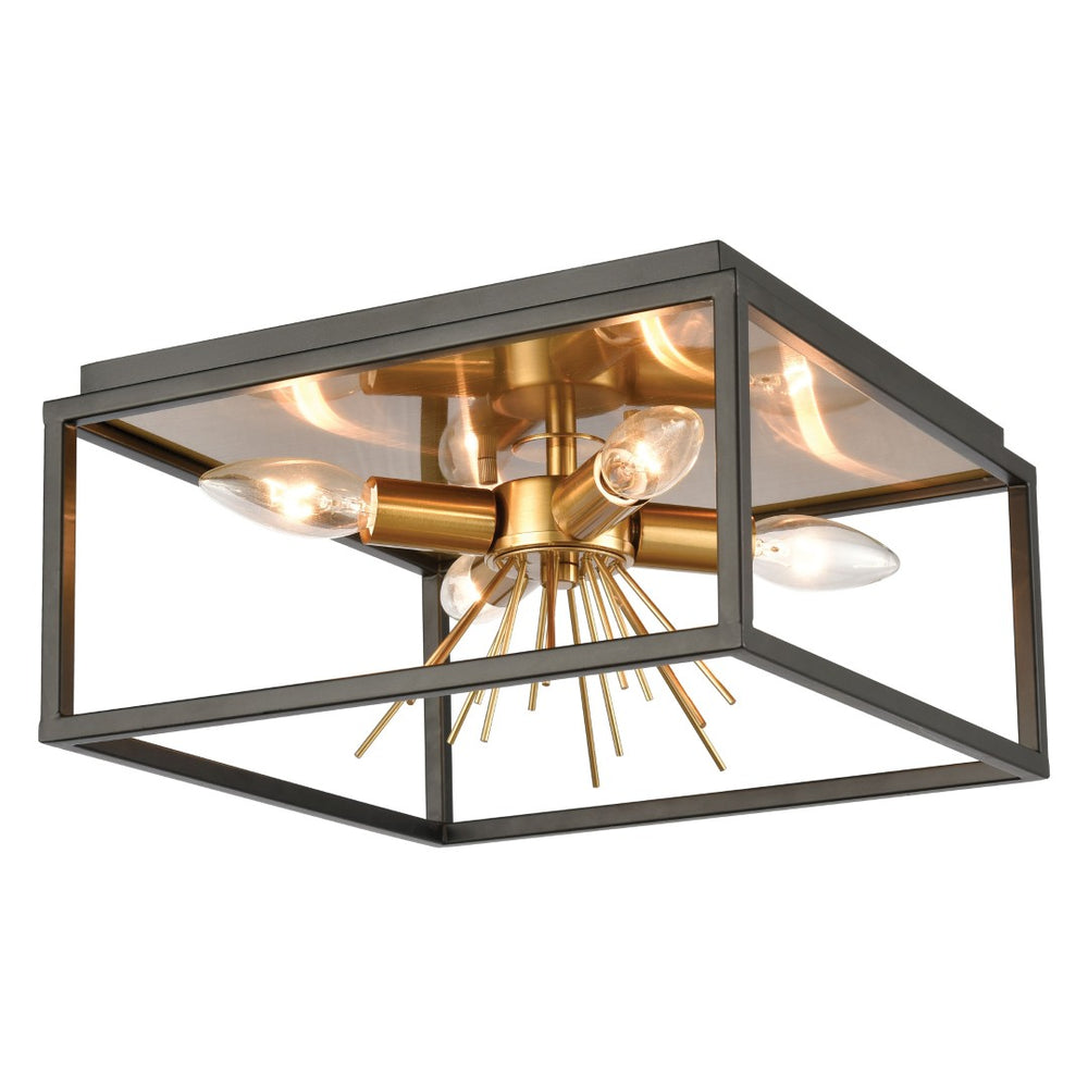Atlas Spark 12" Wide 4-Light Flush Mount - Modern Matte Black Fixture with Starburst Accent Design CL11500-BK