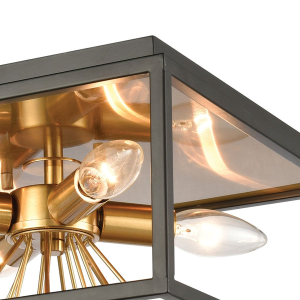 Atlas Spark 12" Wide 4-Light Flush Mount - Modern Matte Black Fixture with Starburst Accent Design CL11500-BK