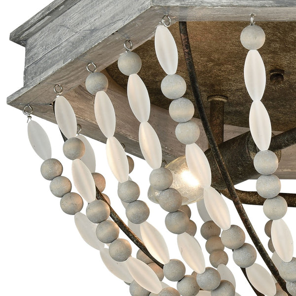 Atlas Summerton 18'' Wide 3-Light Flush Mount - Coastal Gray-Wash Design with Frosted Glass & Wood Accents CL11502-GY