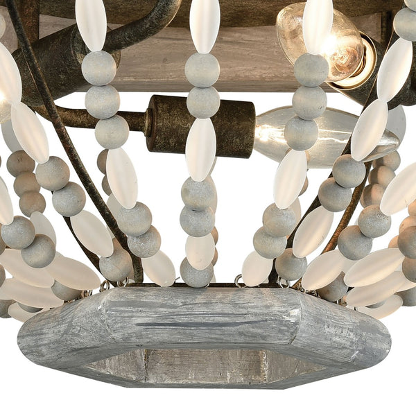 Atlas Summerton 18'' Wide 3-Light Flush Mount - Coastal Gray-Wash Design with Frosted Glass & Wood Accents CL11502-GY