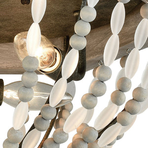 Atlas Summerton 18'' Wide 3-Light Flush Mount - Coastal Gray-Wash Design with Frosted Glass & Wood Accents CL11502-GY