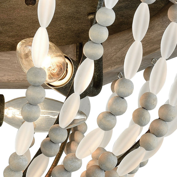 Atlas Summerton 18'' Wide 3-Light Flush Mount - Coastal Gray-Wash Design with Frosted Glass & Wood Accents CL11502-GY