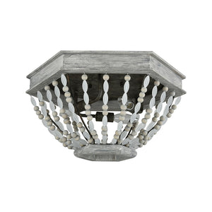 Atlas Summerton 18'' Wide 3-Light Flush Mount - Coastal Gray-Wash Design with Frosted Glass & Wood Accents CL11502-GY