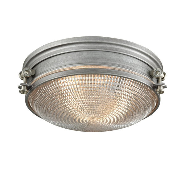 Atlas Sylvester 14'' Wide 2-Light Flush Mount - Industrial Retro Design with Weathered Zinc Finish CL11505-SV