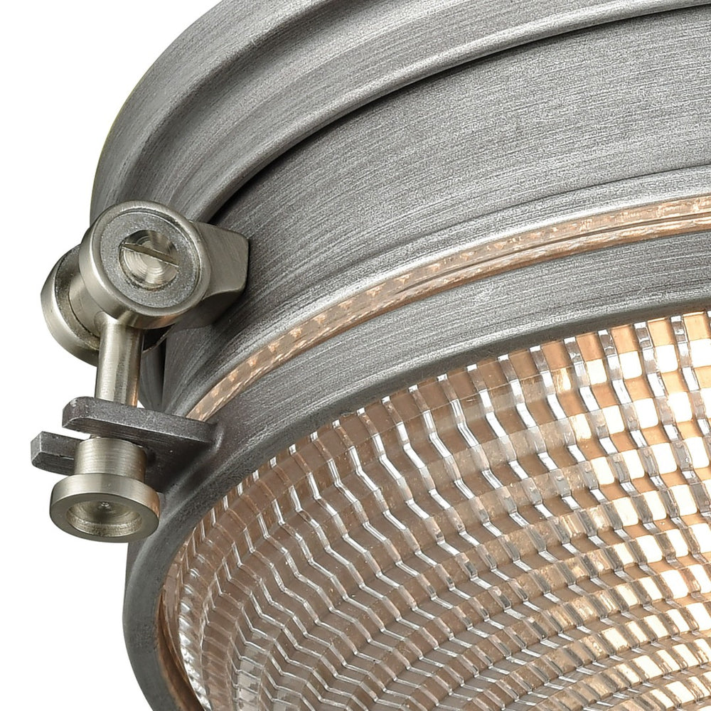 Atlas Sylvester 14'' Wide 2-Light Flush Mount - Industrial Retro Design with Weathered Zinc Finish CL11505-SV