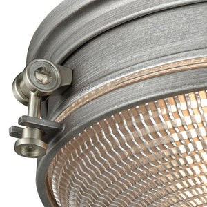 Atlas Sylvester 14'' Wide 2-Light Flush Mount - Industrial Retro Design with Weathered Zinc Finish CL11505-SV