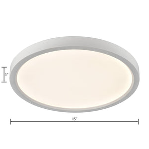 Atlas Titan Integrated LED Flush Mount Light - Modern Design, Energy-Efficient, Soft Ambient Illumination White 15'' CL11512-WH