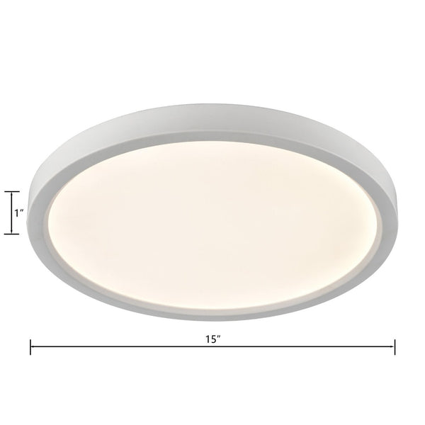 Atlas Titan Integrated LED Flush Mount Light - Modern Design, Energy-Efficient, Soft Ambient Illumination White 15'' CL11512-WH