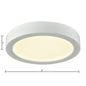 Atlas Titan Integrated LED Flush Mount Light - Modern Design, Energy-Efficient, Soft Ambient Illumination White 6'' CL11514-WH