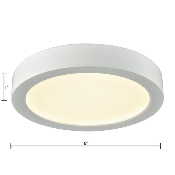 Atlas Titan Integrated LED Flush Mount Light - Modern Design, Energy-Efficient, Soft Ambient Illumination White 6'' CL11514-WH
