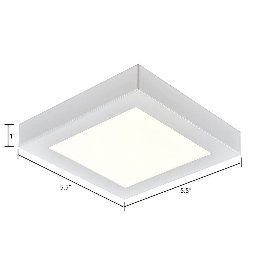 Atlas Titan Integrated LED Flush Mount Light - Modern Design, Energy-Efficient, Soft Ambient Illumination White 5.5'' CL11515-WH