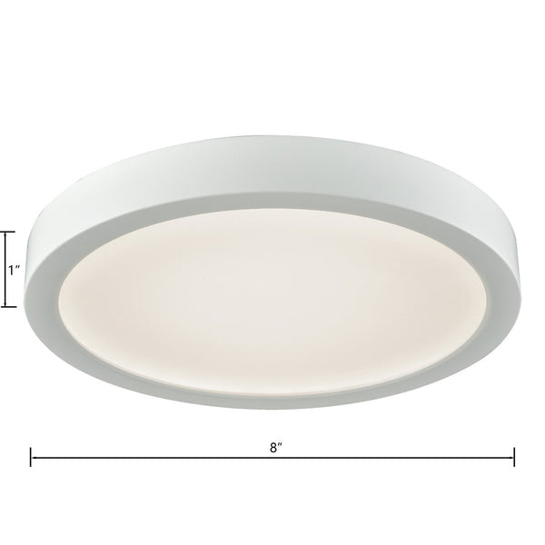 Atlas Titan Modern Flush Mount Light Fixture - Sleek Design with Integrated LED for Any Room Illumination White 8'' CL11516-WH