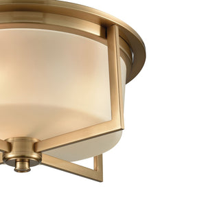 Atlas Vancourt 15" Wide 3-Light Flush Mount - Modern Satin Brass Fixture with Frosted Glass Shades CL11518-BS