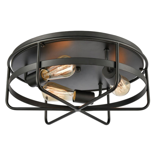 Atlas Wickshire 16-Inch 3-Light Flush Mount - Modern Matte Black Ceiling Fixture for Elegant Interiors CL11521-BK