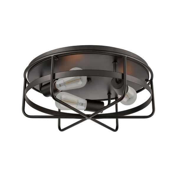 Atlas Wickshire 16-Inch 3-Light Flush Mount - Modern Matte Black Ceiling Fixture for Elegant Interiors CL11521-BK