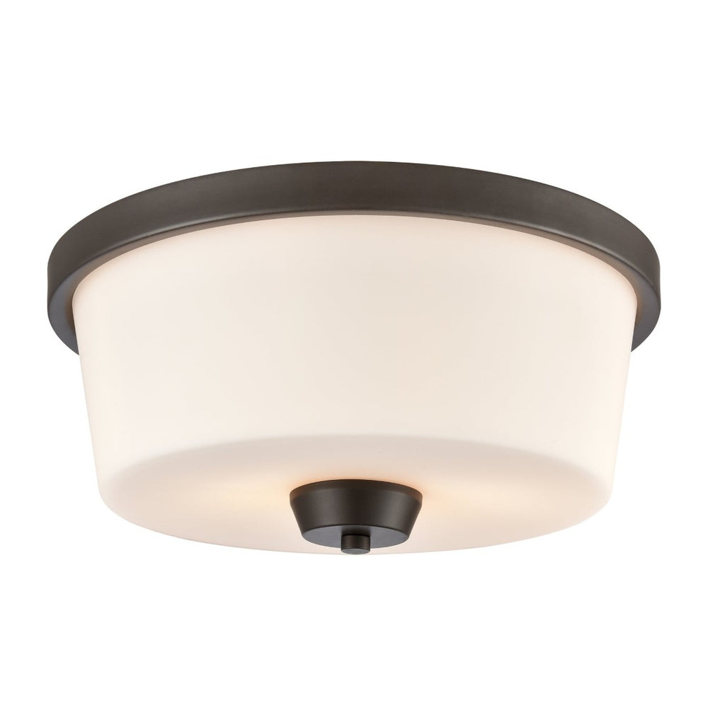Atlas Winslow 2-Light Flush Mount Ceiling Light - Elegant Oil Rubbed Bronze with Soft White Glass Shades CL11522-BZ