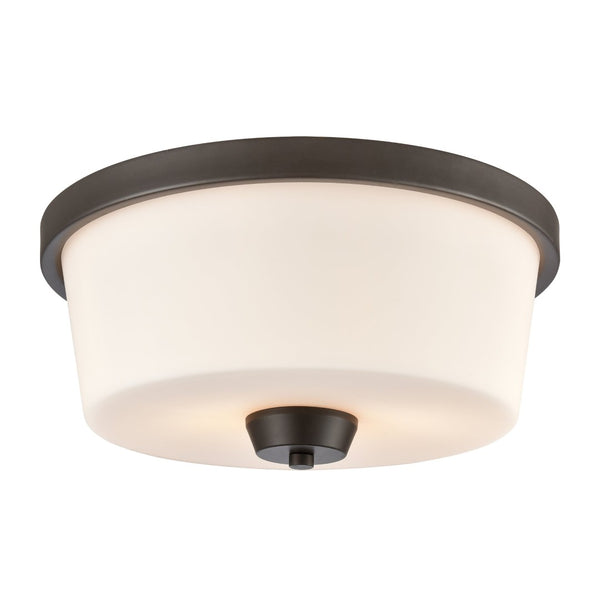Atlas Winslow 2-Light Flush Mount Ceiling Light - Elegant Oil Rubbed Bronze with Soft White Glass Shades CL11522-BZ
