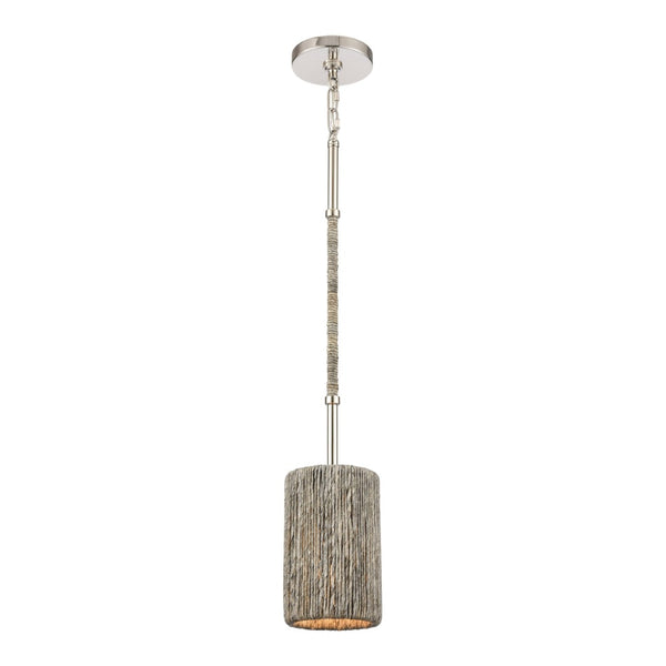 Atlas Abaca Mini Pendant Light - Hand-Wrapped Natural Rope Shade for Stylish Modern Interiors Polished Nickel 5.25'' CL11524-NK