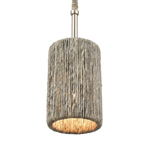 Atlas Abaca Mini Pendant Light - Hand-Wrapped Natural Rope Shade for Stylish Modern Interiors Polished Nickel 5.25'' CL11524-NK
