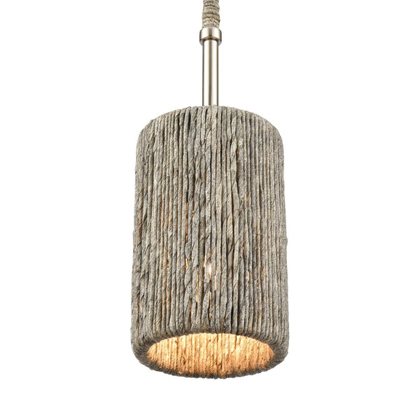 Atlas Abaca Mini Pendant Light - Hand-Wrapped Natural Rope Shade for Stylish Modern Interiors Polished Nickel 5.25'' CL11524-NK