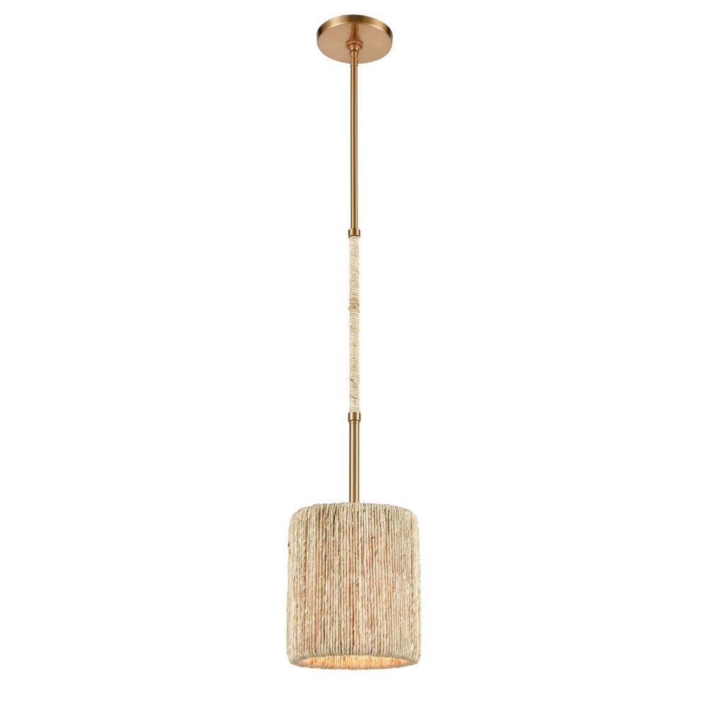 Atlas Abaca Mini Pendant Light - Hand-Wrapped Natural Rope Shade for Stylish Modern Interiors Satin Brass CL11525-BS