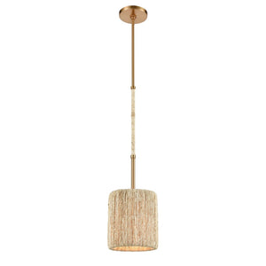 Atlas Abaca Mini Pendant Light - Hand-Wrapped Natural Rope Shade for Stylish Modern Interiors Satin Brass CL11525-BS