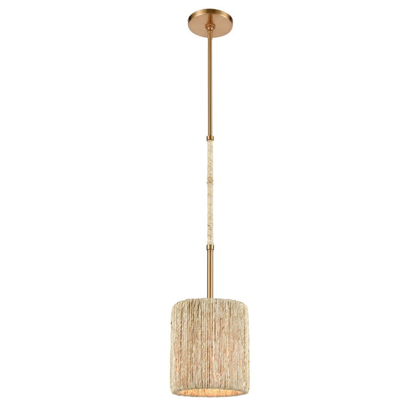 Atlas Abaca Mini Pendant Light - Hand-Wrapped Natural Rope Shade for Stylish Modern Interiors Satin Brass CL11525-BS