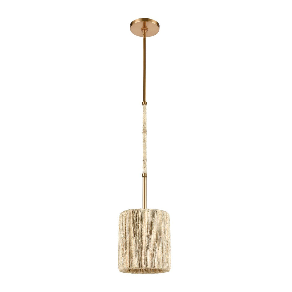 Atlas Abaca Mini Pendant Light - Hand-Wrapped Natural Rope Shade for Stylish Modern Interiors Satin Brass CL11525-BS