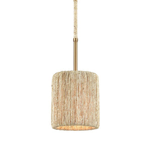 Atlas Abaca Mini Pendant Light - Hand-Wrapped Natural Rope Shade for Stylish Modern Interiors Satin Brass CL11525-BS