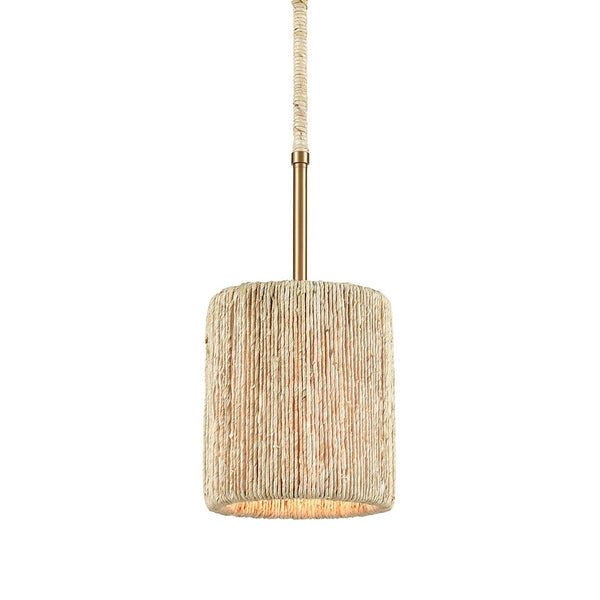 Atlas Abaca Mini Pendant Light - Hand-Wrapped Natural Rope Shade for Stylish Modern Interiors Satin Brass CL11525-BS