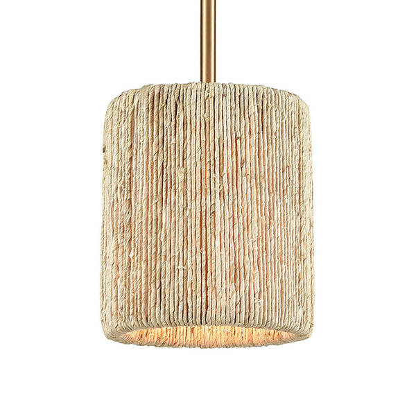 Atlas Abaca Mini Pendant Light - Hand-Wrapped Natural Rope Shade for Stylish Modern Interiors Satin Brass CL11525-BS