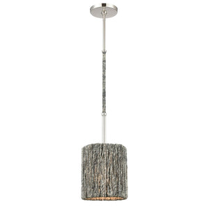 Atlas Abaca Mini Pendant Light - Hand-Wrapped Natural Rope Shade for Stylish Modern Interiors Polished Nickel 8'' CL11525-NK