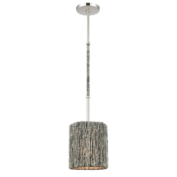 Atlas Abaca Mini Pendant Light - Hand-Wrapped Natural Rope Shade for Stylish Modern Interiors Polished Nickel 8'' CL11525-NK