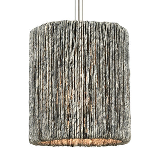 Atlas Abaca Mini Pendant Light - Hand-Wrapped Natural Rope Shade for Stylish Modern Interiors Polished Nickel 8'' CL11525-NK