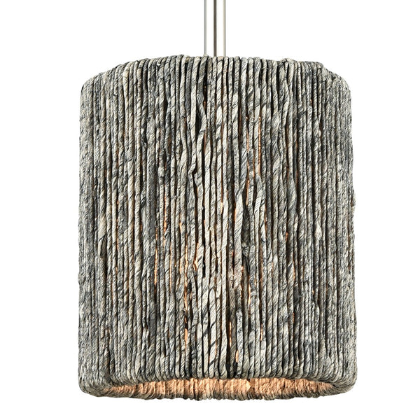 Atlas Abaca Mini Pendant Light - Hand-Wrapped Natural Rope Shade for Stylish Modern Interiors Polished Nickel 8'' CL11525-NK
