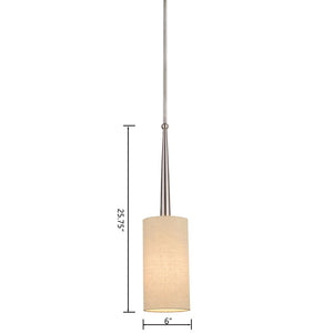 Atlas Allure 6'' Wide 1-Light Pendant - Brushed Nickel Fixture with Fabric Shade for Cozy Indoor Lighting CL11527-NK