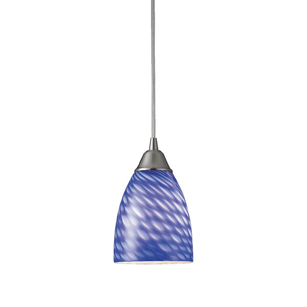 Atlas Arco 5'' Wide Artisan Pendant Light - Contemporary Sapphire Hand-Blown Glass for Modern Spaces Satin Nickel with Sapphire Glass CL11528-BL