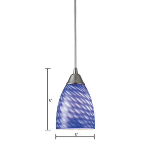 Atlas Arco 5'' Wide Artisan Pendant Light - Contemporary Sapphire Hand-Blown Glass for Modern Spaces Satin Nickel with Sapphire Glass CL11528-BL