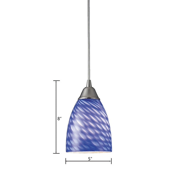 Atlas Arco 5'' Wide Artisan Pendant Light - Contemporary Sapphire Hand-Blown Glass for Modern Spaces Satin Nickel with Sapphire Glass CL11528-BL