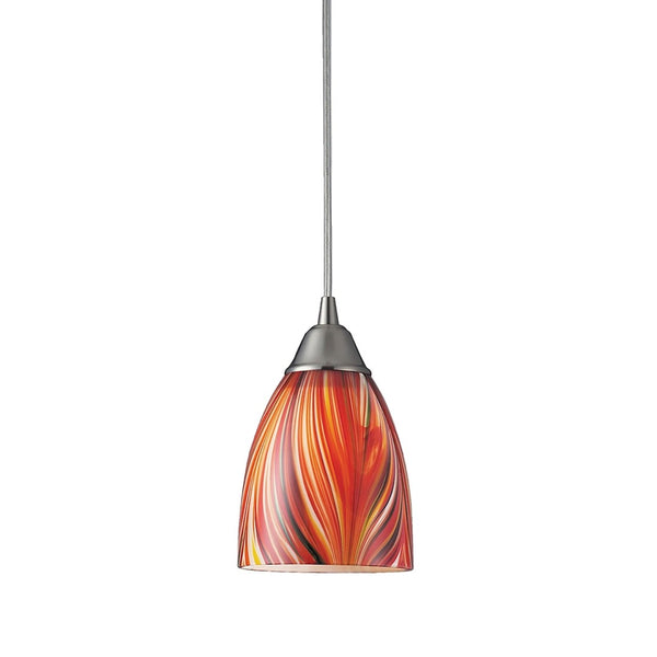 Atlas Arco 5'' Wide Artisan Pendant Light - Contemporary Sapphire Hand-Blown Glass for Modern Spaces Satin Nickel with Multicolor Glass CL11528-OR