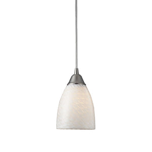 Atlas Arco 5'' Wide Artisan Pendant Light - Contemporary Sapphire Hand-Blown Glass for Modern Spaces Satin Nickel with White Swirl Glass CL11528-WH