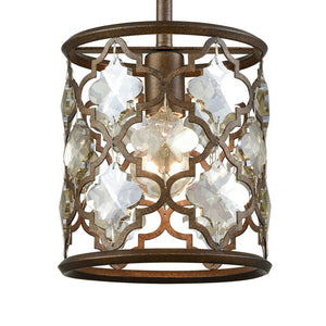 Atlas Armand 8" Wide 1-Light Mini Pendant - Elegant Crystal Accents & Laser-Cut Metal Design for Foyers Weathered Bronze CL11529-BZ