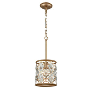Atlas Armand 8" Wide 1-Light Mini Pendant - Elegant Crystal Accents & Laser-Cut Metal Design for Foyers Matte Gold CL11529-GD