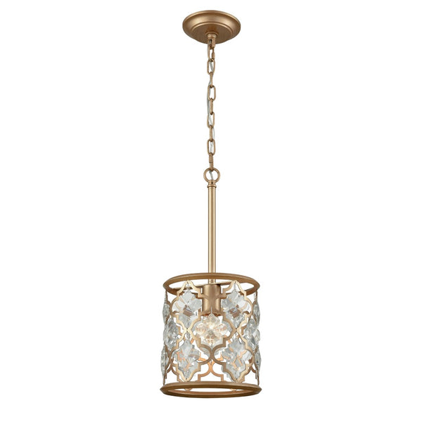 Atlas Armand 8" Wide 1-Light Mini Pendant - Elegant Crystal Accents & Laser-Cut Metal Design for Foyers Matte Gold CL11529-GD
