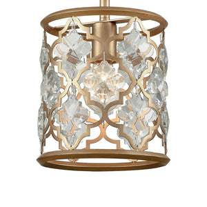 Atlas Armand 8" Wide 1-Light Mini Pendant - Elegant Crystal Accents & Laser-Cut Metal Design for Foyers Matte Gold CL11529-GD