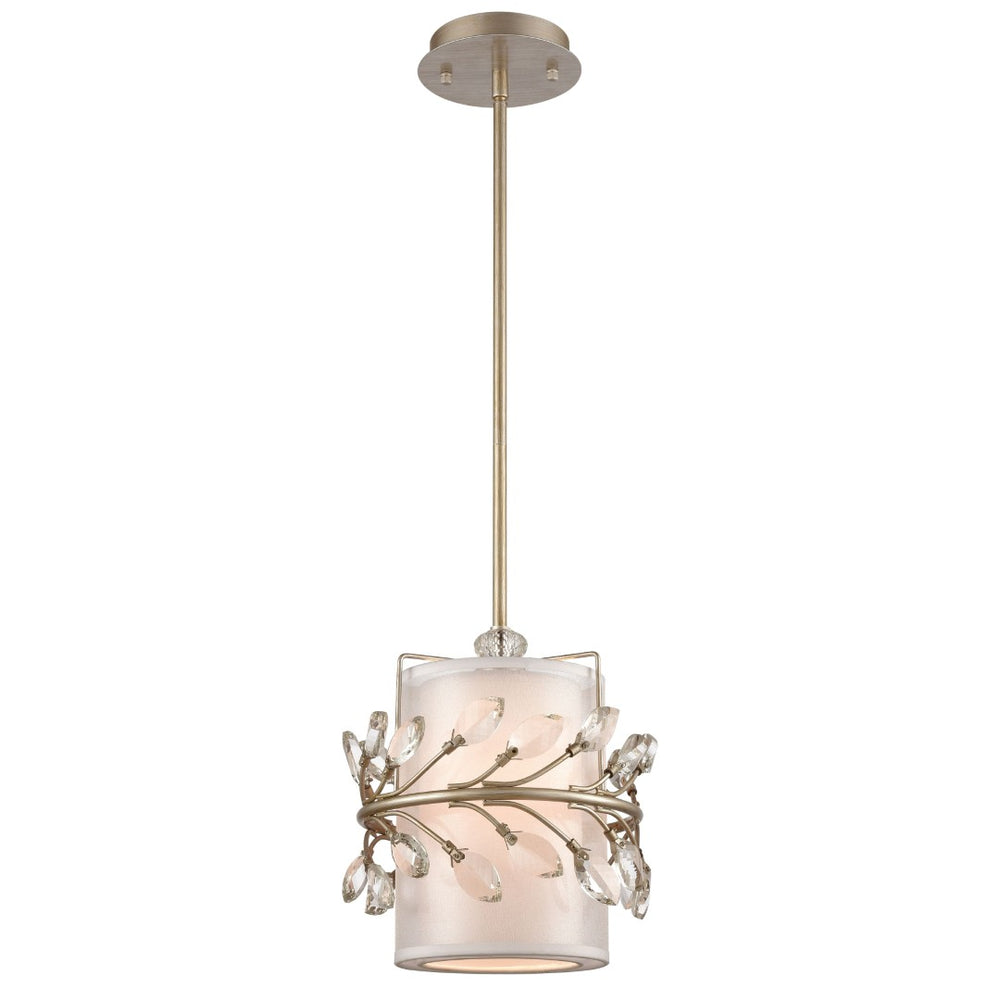 Atlas Asbury 9'' Wide Mini Pendant Light - Nature-Inspired Aged Silver Fixture with Crystal Accents CL11531-SV