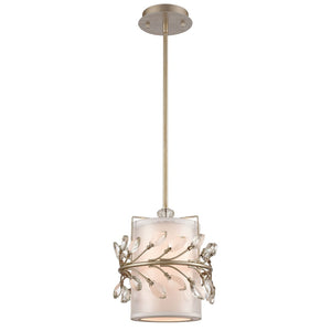 Atlas Asbury 9'' Wide Mini Pendant Light - Nature-Inspired Aged Silver Fixture with Crystal Accents CL11531-SV