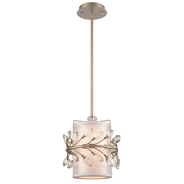 Atlas Asbury 9'' Wide Mini Pendant Light - Nature-Inspired Aged Silver Fixture with Crystal Accents CL11531-SV